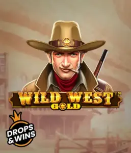  Meet the daring sheriff of "Wild West Gold," a captivating slot game by Pragmatic Play. The graphic depicts a confident sheriff with a golden star badge, framed by a dusty Old West town backdrop. The game's title is boldly featured in a classic font, highlighting the theme of adventure and law enforcement in the wild frontier. 